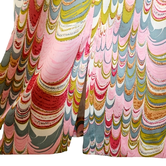 60's/70's Leslie Faye Original Phsysodelic Pinks Marble Sleeveless Maxi… - Picture 15 of 17